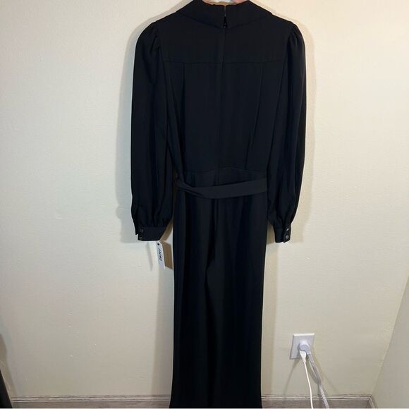 DKNY Women's Collared Tie-Waist Long-Sleeve Jumpsuit Black 2 NWT - Picture 11 of 16